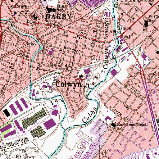 Topographic Map of Borough of Colwyn, PA