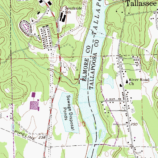 Topographic Map of Lewis Creek, AL