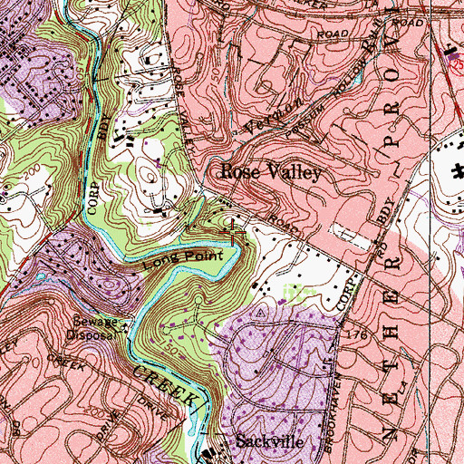 Topographic Map of Borough of Rose Valley, PA