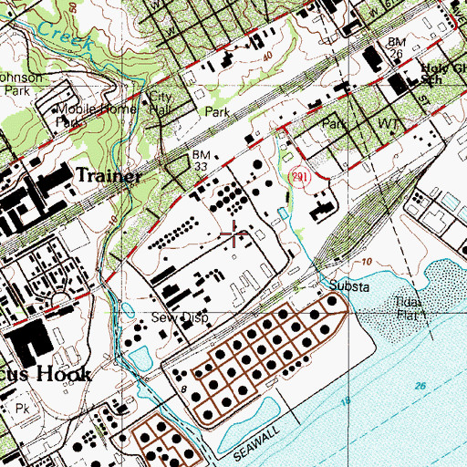 Topographic Map of Borough of Trainer, PA