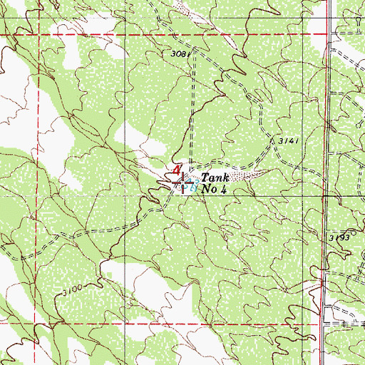 Topographic Map of Tank Number Four, AZ