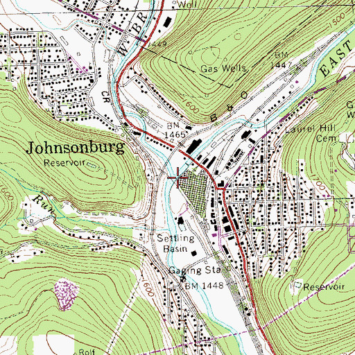 Topographic Map of Borough of Johnsonburg, PA