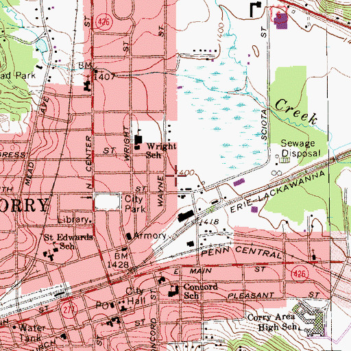 Topographic Map of City of Corry, PA