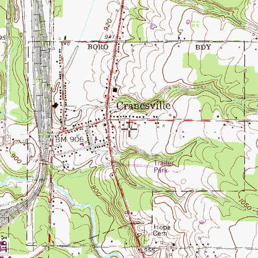 Topographic Map of Borough of Cranesville, PA