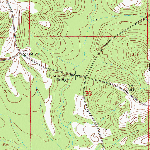 Topographic Map of Lewis Mill Bridge, AL
