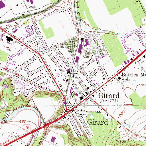 Topographic Map of Borough of Girard, PA