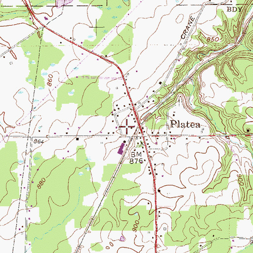 Topographic Map of Borough of Platea, PA