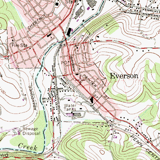 Topographic Map of Borough of Everson, PA
