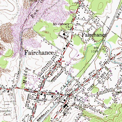Topographic Map of Borough of Fairchance, PA