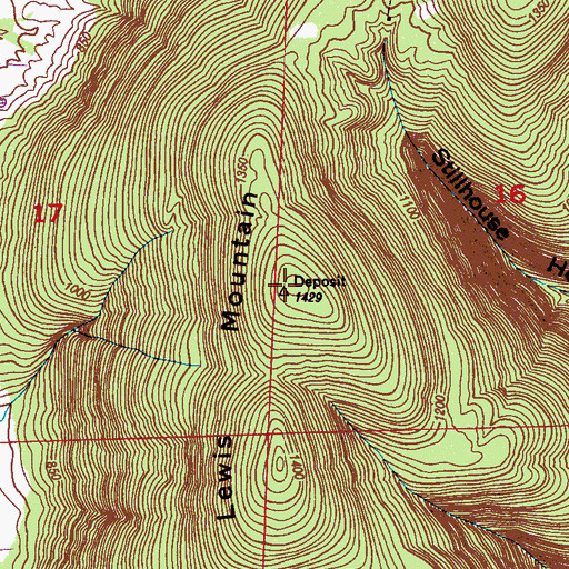Topographic Map of Lewis Mountain, AL