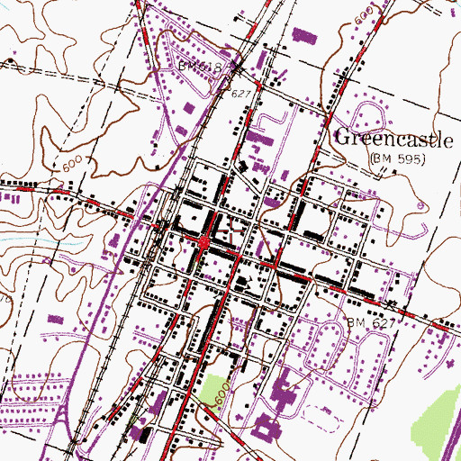Topographic Map of Borough of Greencastle, PA