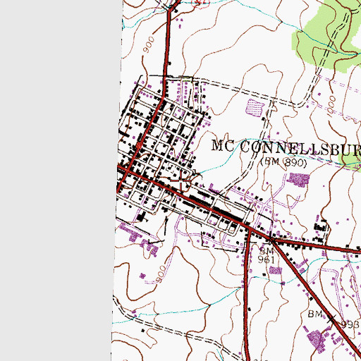 Topographic Map of Borough of McConnellsburg, PA
