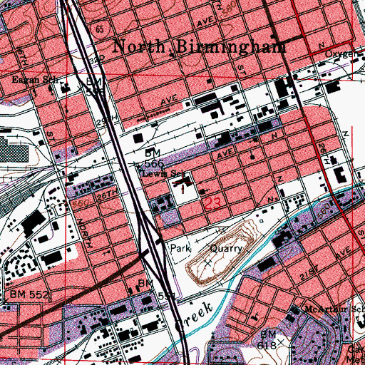 Topographic Map of Lewis Elementary School, AL