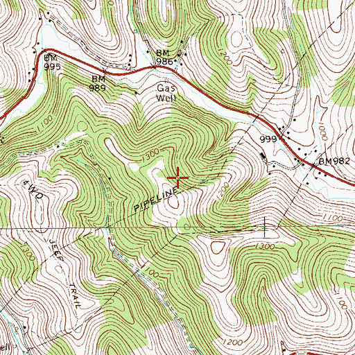 Topographic Map of Township of Center, PA