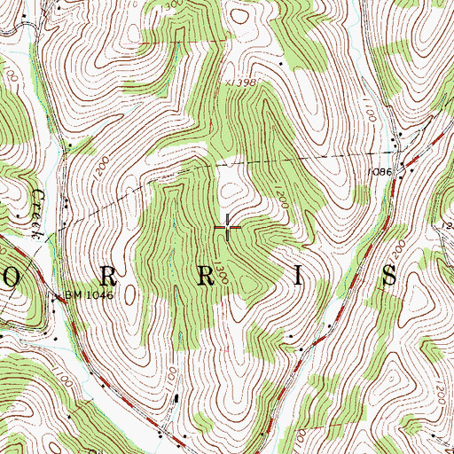 Topographic Map of Township of Morris, PA