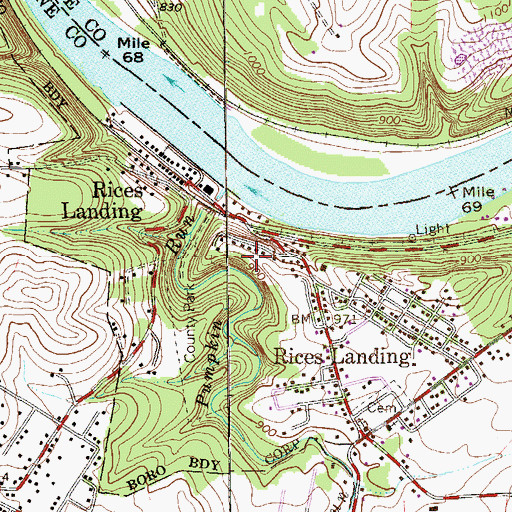 Topographic Map of Borough of Rices Landing, PA