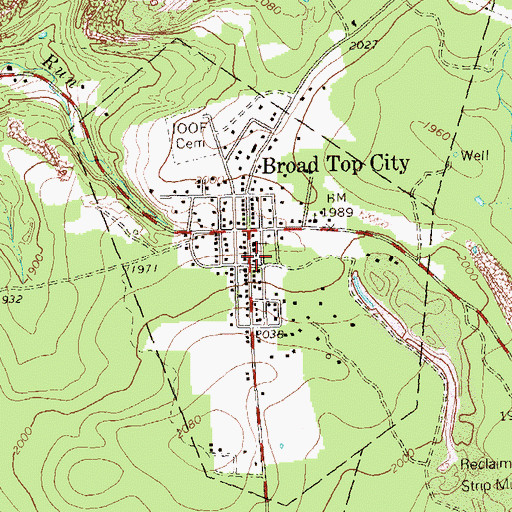 Topographic Map of Borough of Broad Top City, PA