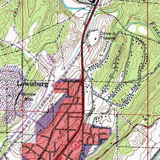 Topographic Map of Lewisburg, AL