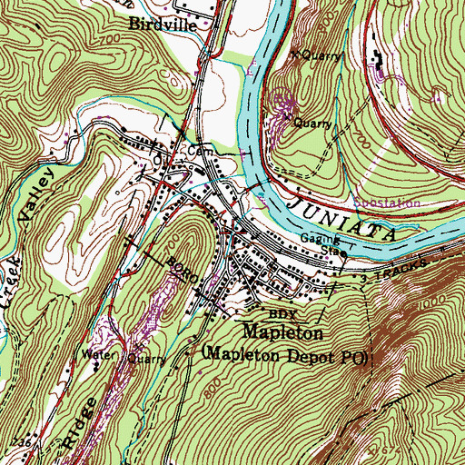 Topographic Map of Borough of Mapleton, PA