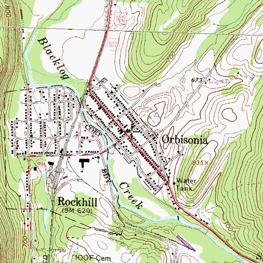 Topographic Map of Borough of Orbisonia, PA