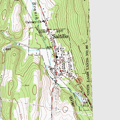 Topographic Map of Borough of Saltillo, PA