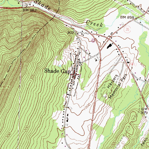 Topographic Map of Borough of Shade Gap, PA