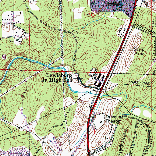 Topographic Map of Lewisburg Junior High School, AL
