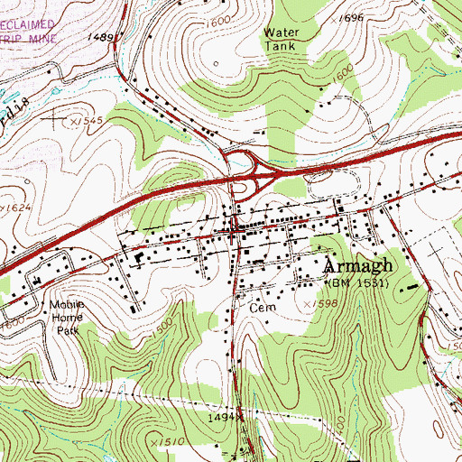 Topographic Map of Borough of Armagh, PA