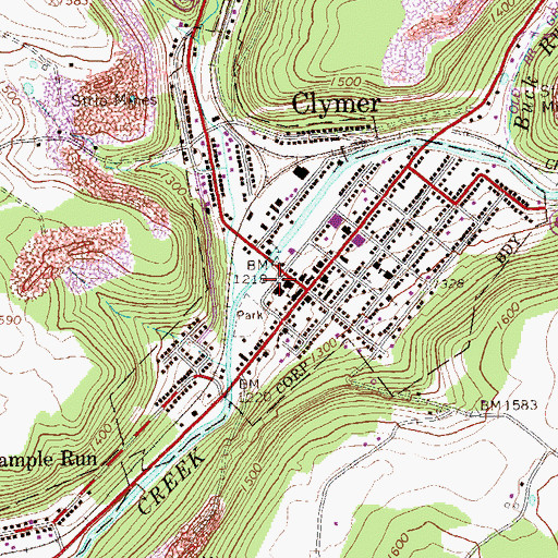 Topographic Map of Borough of Clymer, PA