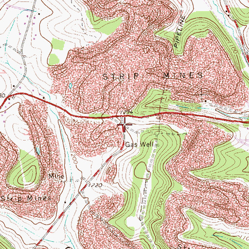 Topographic Map of Borough of Jacksonville (historical), PA