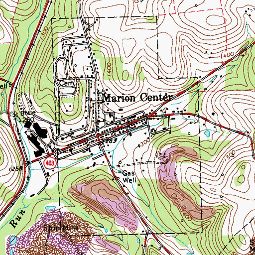 Topographic Map of Borough of Marion Center, PA