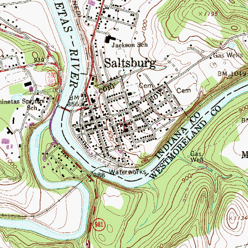 Topographic Map of Borough of Saltsburg, PA