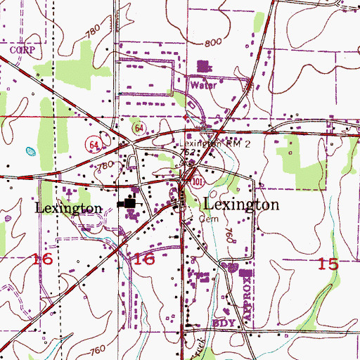 Topographic Map of Lexington, AL