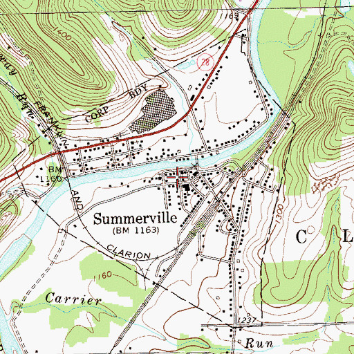 Topographic Map of Borough of Summerville, PA