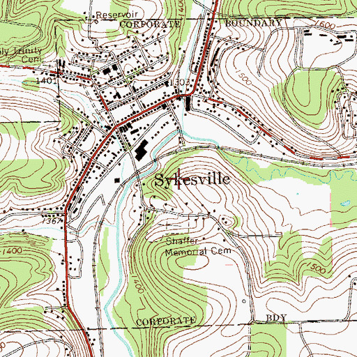 Topographic Map of Borough of Sykesville, PA