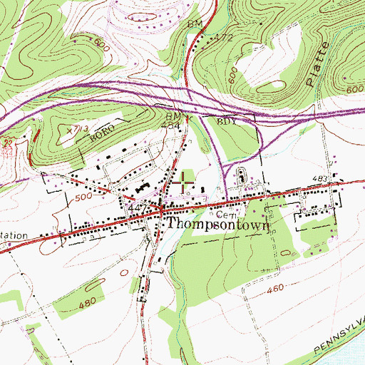 Topographic Map of Borough of Thompsontown, PA