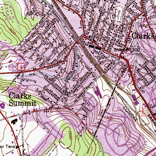 Topographic Map of Borough of Clarks Summit, PA