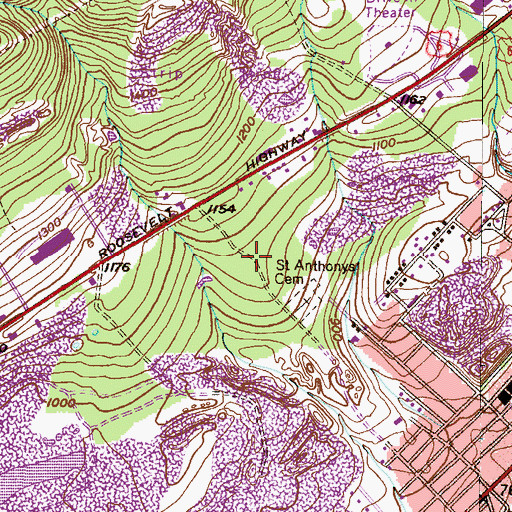 Topographic Map of Borough of Dickson City, PA