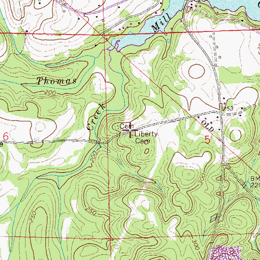 Topographic Map of Liberty Cemetery, AL