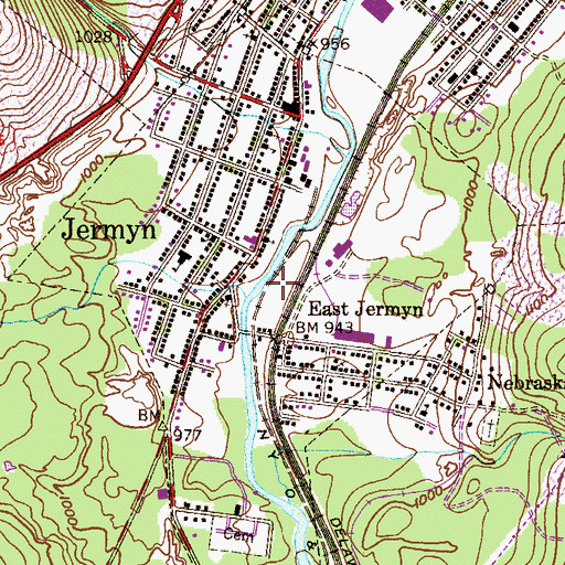 Topographic Map of Borough of Jermyn, PA