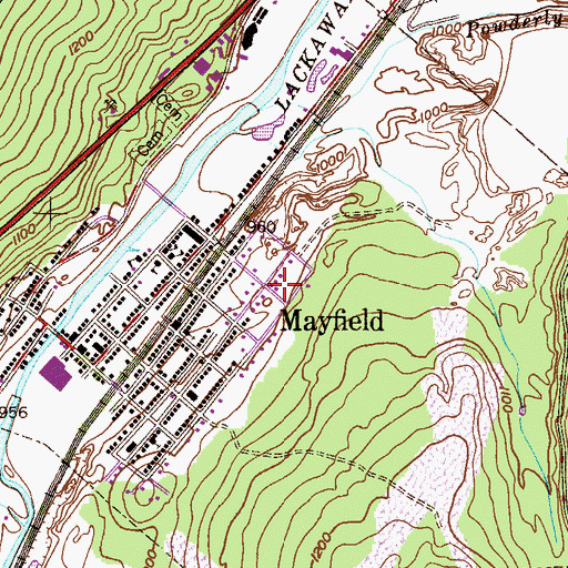 Topographic Map of Borough of Mayfield, PA