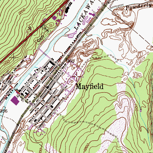 Topographic Map of Borough of Mayfield, PA