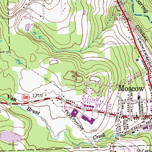 Topographic Map of Borough of Moscow, PA