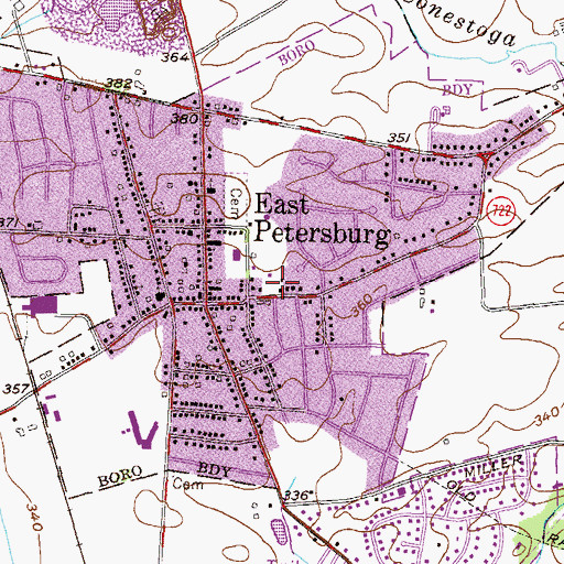 Topographic Map of Borough of East Petersburg, PA