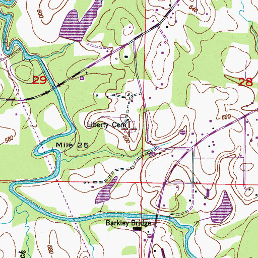 Topographic Map of Liberty Cemetery, AL