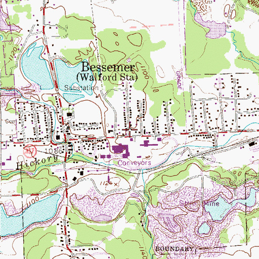 Topographic Map of Borough of Bessemer, PA