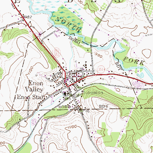 Topographic Map of Borough of Enon Valley, PA