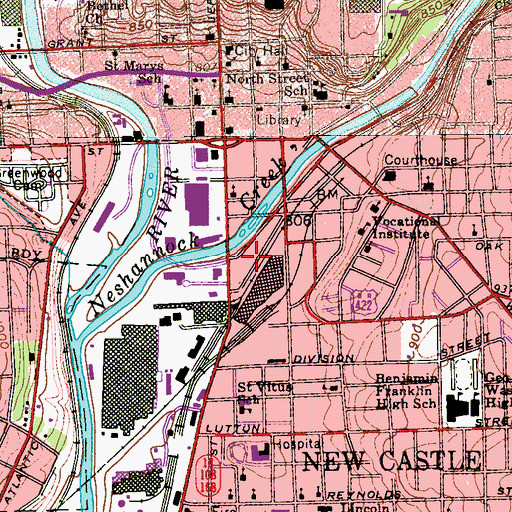 Topographic Map of City of New Castle, PA