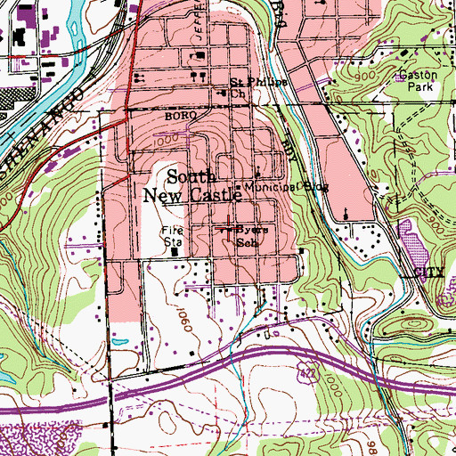 Topographic Map of Borough of South New Castle, PA