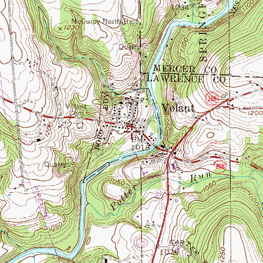 Topographic Map of Borough of Volant, PA